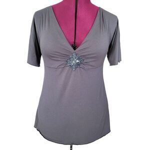 Next Era Gray Plunge V-Neck Tunic (Size XL)